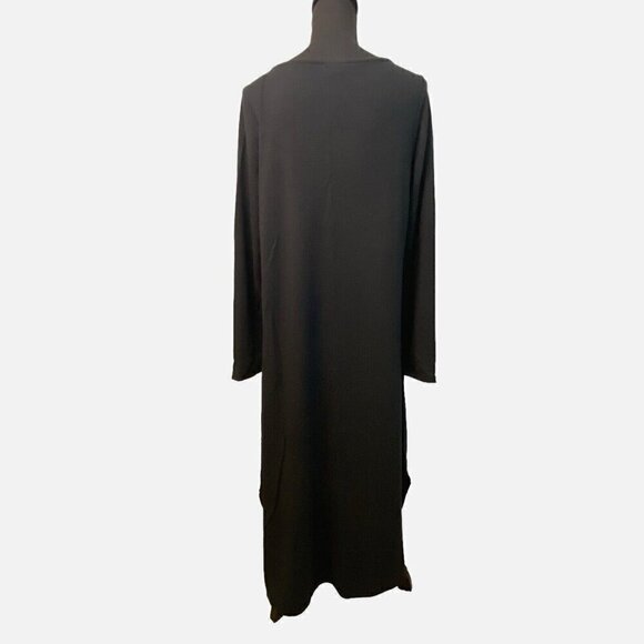 Pure Jill Size Medium Luxe Soft Stretchy Long Sleeve Boat Neck Maxi Dress Black - Picture 2 of 5